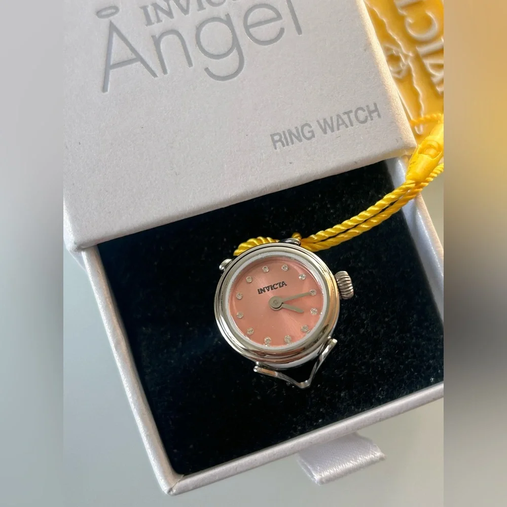 Invicta Pink Silver Watch Ring